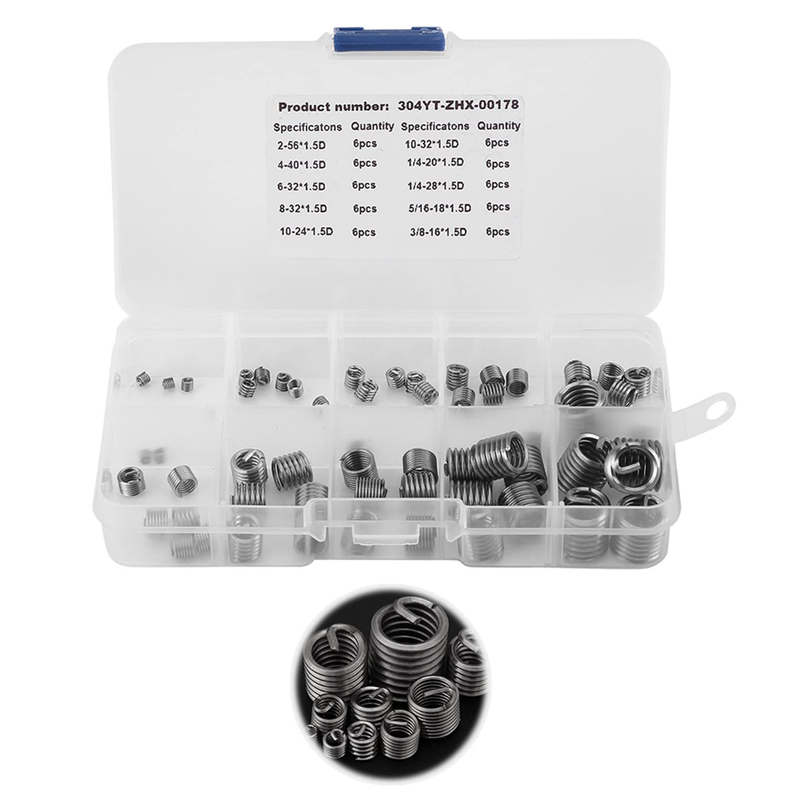 Cornesty 304 Edelstahldrahtschraubenschläuche Reparatureinsatzkit für Verschiedene Anwendungen 60pcs von Cornesty