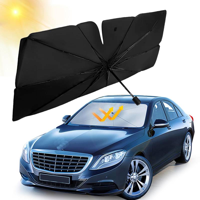 Sonnenschutz Auto Frontscheibe, 145 x 80 cm Auto Windschutzscheibe Sonnenschirm Faltbar, UV-Schutz Sonnenschirm für die Windschutzscheibe für die Meisten Autos von Corpower