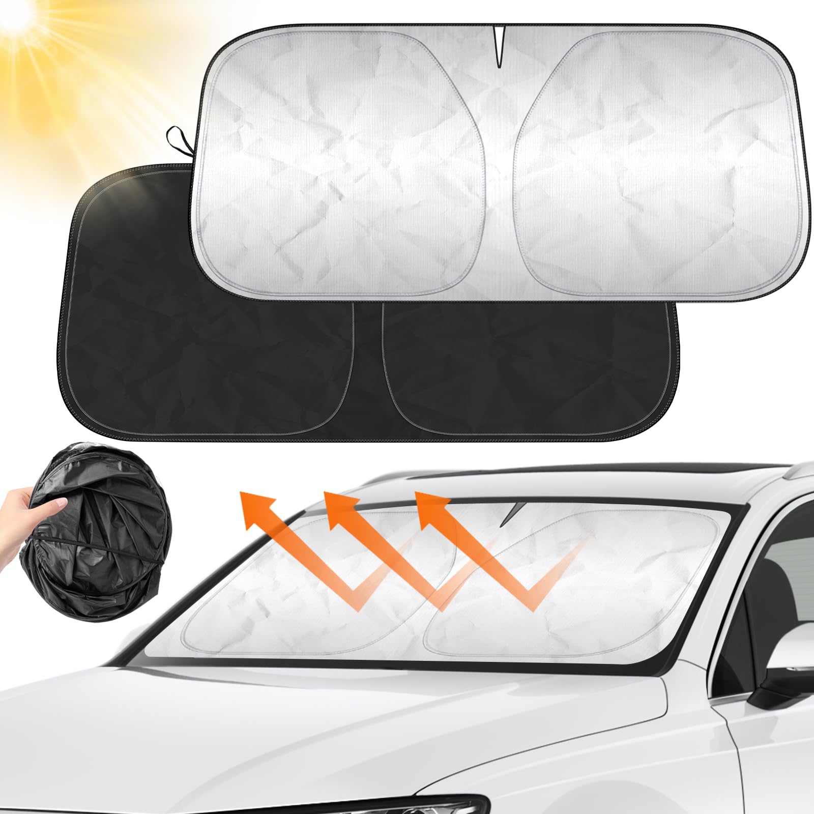 Sonnenschutz Auto Frontscheibe 142×80cm Sonnenschutz Windschutzscheibe Sonnenschutz Auto Frontscheibe, Auto Sonnenschutz Frontscheibe Innen, für Sommer UV-Schutz Hitzeschutz Faltba von Corpower