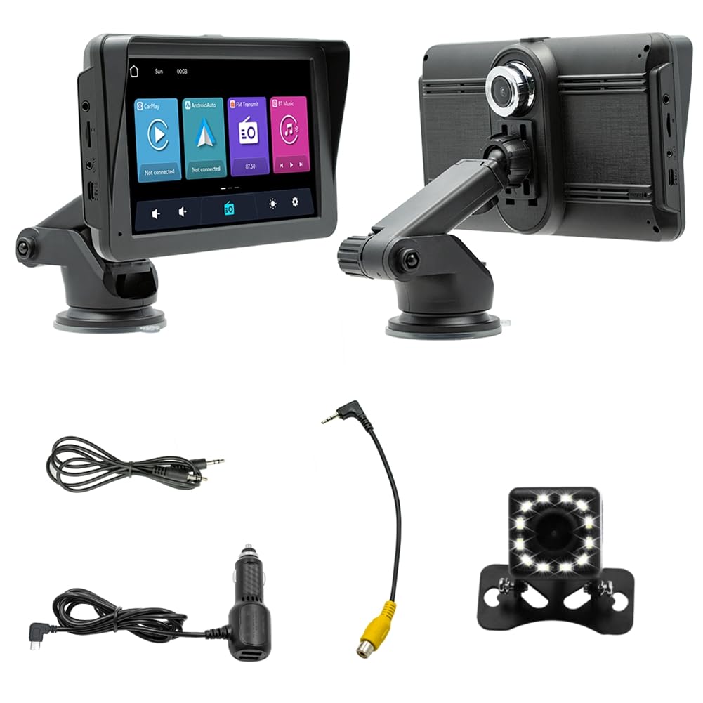 Correa 7-Autoradio mit Dashcam, Dash-Mount-CarPlay und Android Auto, Autoradio Bluetooth, Mirror Link, FM, Rückfahrkamera Einfach zu Bedienen von Correa