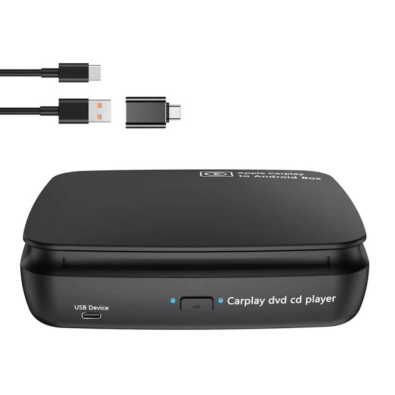 Correa Auto-CD-DVD-Player, Tragbarer CD-Player, Musik-Player, Carplay AI-Box für Kabelgebundenen und Kabellosen CarPlay-Adapter und Android Auto von Correa