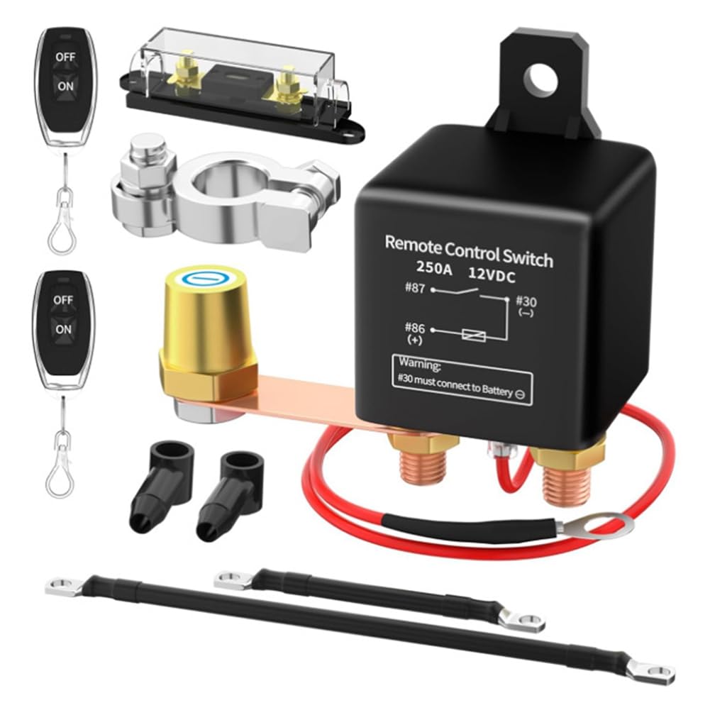 Correa Fernbedienbarer Batterietrennschalter, 12 V, 250 A, Kabelloser Batterietrennschalter mit Fernbedienung, Dual-Fernbedienungsschalter von Correa