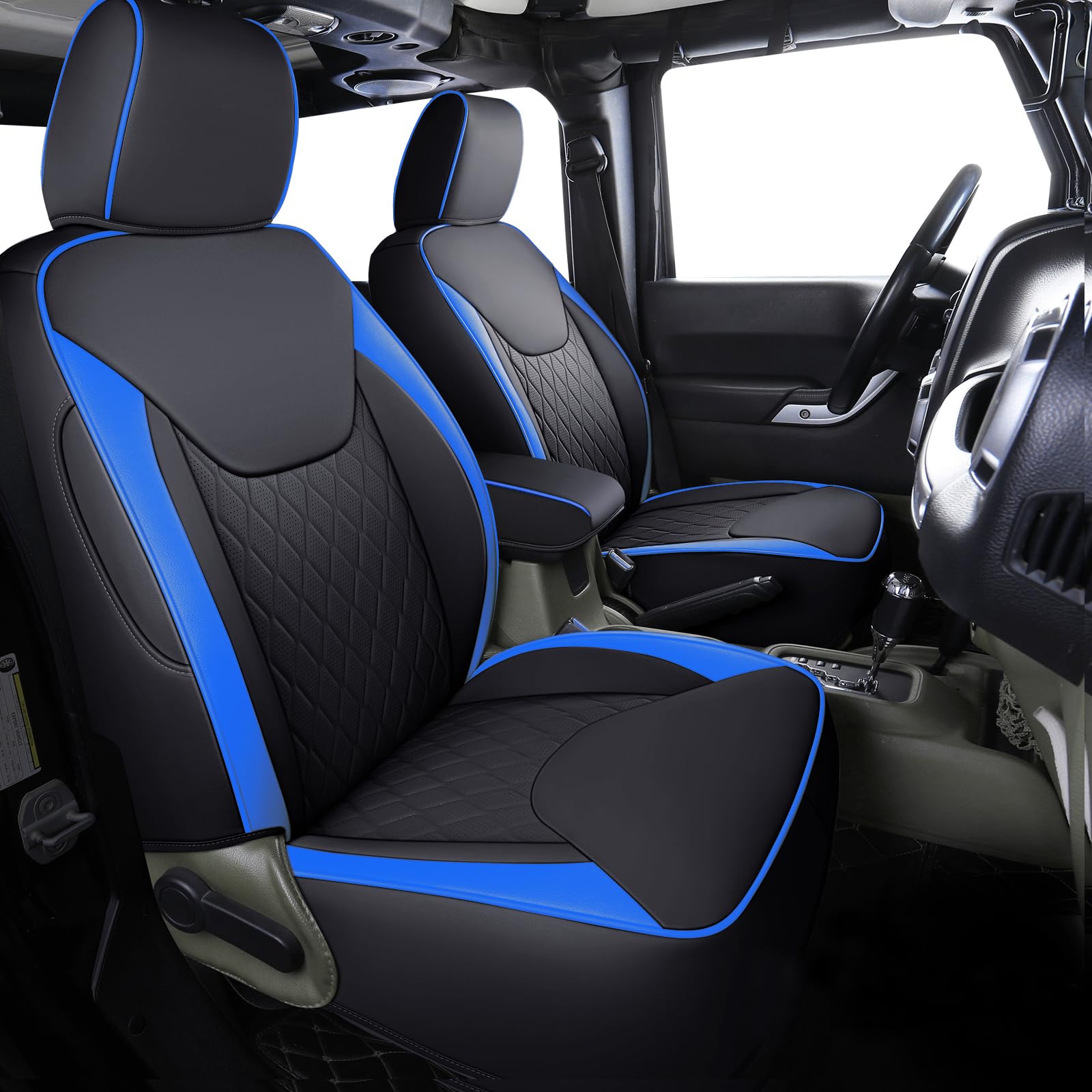 Coverado Sitzbezüge 4-Türer Komplettset für Jeep Wrangler JK JL, wasserdichte Blaue Autositzbezüge für LKW, Automobil-Sitzbezüge, passgenau für Jeep Wrangler 2007-2024 von Coverado