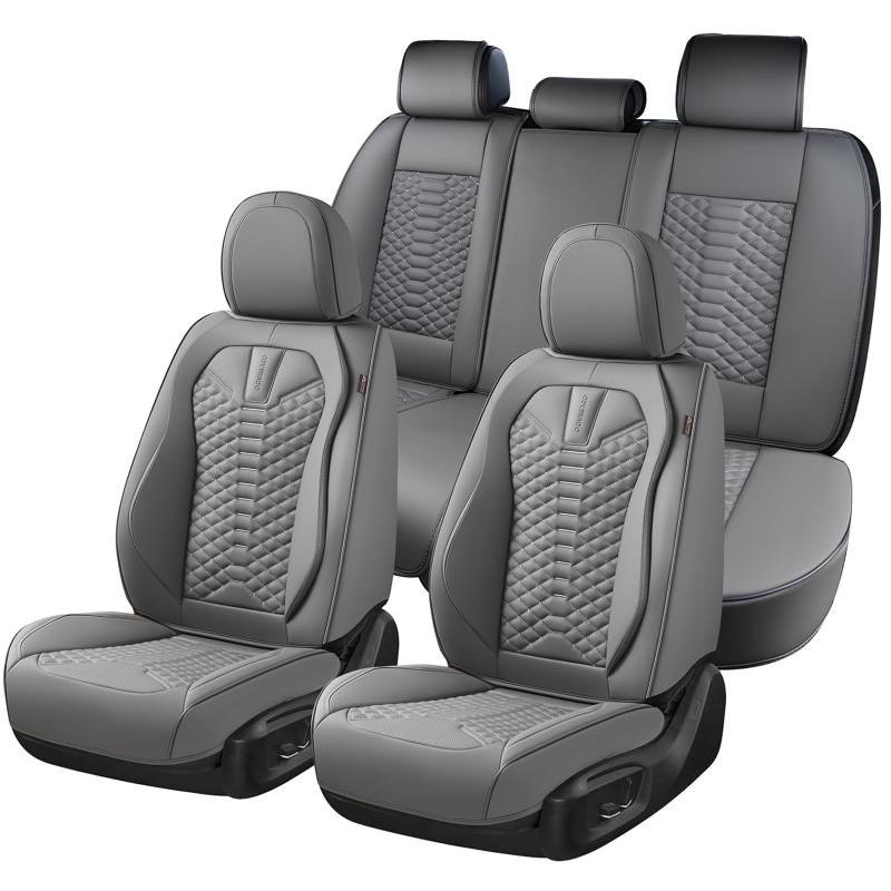 Coverado Sitzbezüge Auto Universal Set - wasserdichte Nappa Leder Sitzbezüge für Autos, 5-Sitze Universal Auto-Schonbezüge,Schwarz Autositz Bezüge Autositz Kissen Fit für die meisten Autos von Coverado