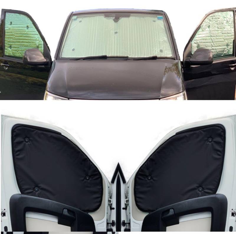 Fensterrollo-Set Kombatibel Mit Skoda Yeti (2009-2017)(Frontset) Rückenfarbe in Schwarz, Reversibel und Thermisch von Covprotec