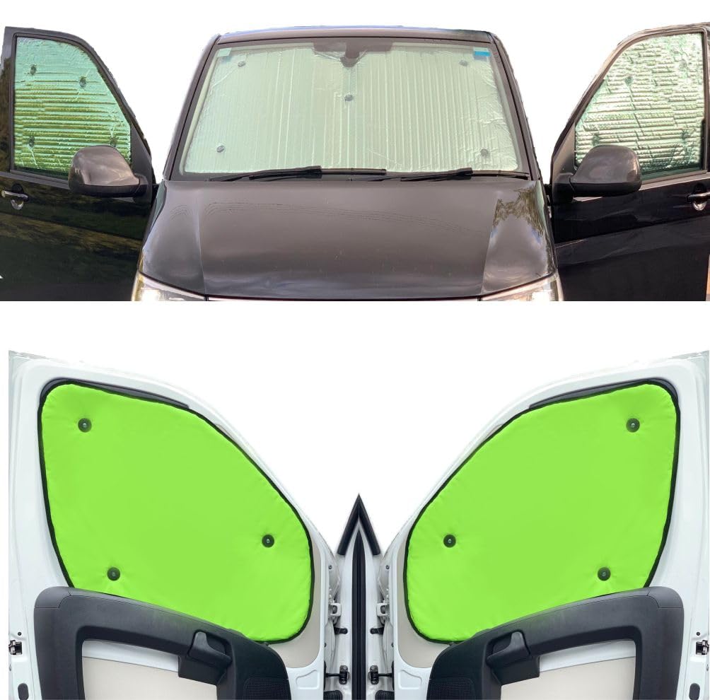 Fensterrollo-Set Kombatibel Mit Citroen Dispatch (2006-2016)(Komplettset MWB + Heckklappe) Rückseite einfärben Fluoreszierendes Gelb, Reversibel und Thermisch von Covprotec