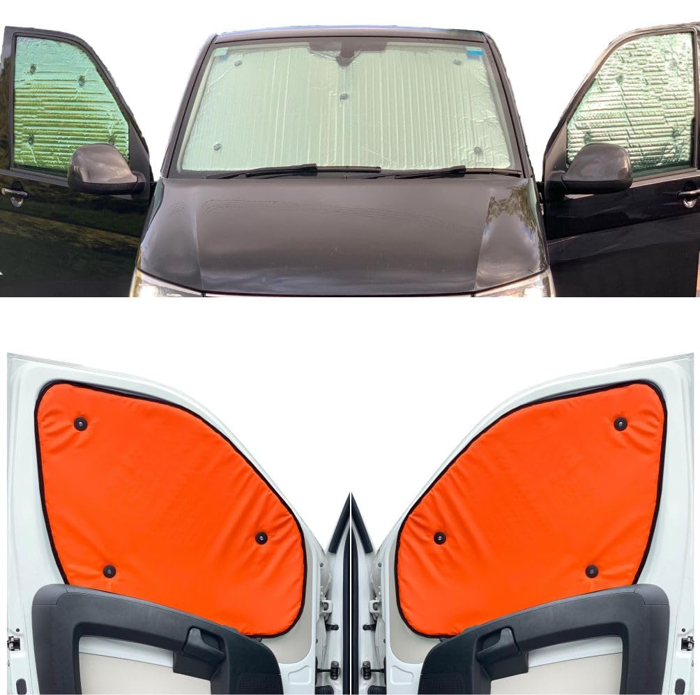 Fensterrollo-Set Kombatibel Mit Citroen Dispatch (2017-Date)(Komplettset MWB + Scheunentore) Rückseite einfärben Tango-Orange, Reversibel und Thermisch von Covprotec