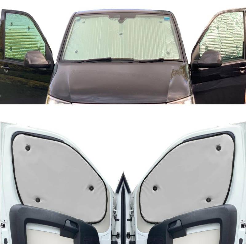 Fensterrollo-Set Kombatibel Mit Citroen Spacetourer (2017-Date)(Komplettset MWB + Heckklappe) Rückseite einfärben Hellgrau, Reversibel und Thermisch von Covprotec