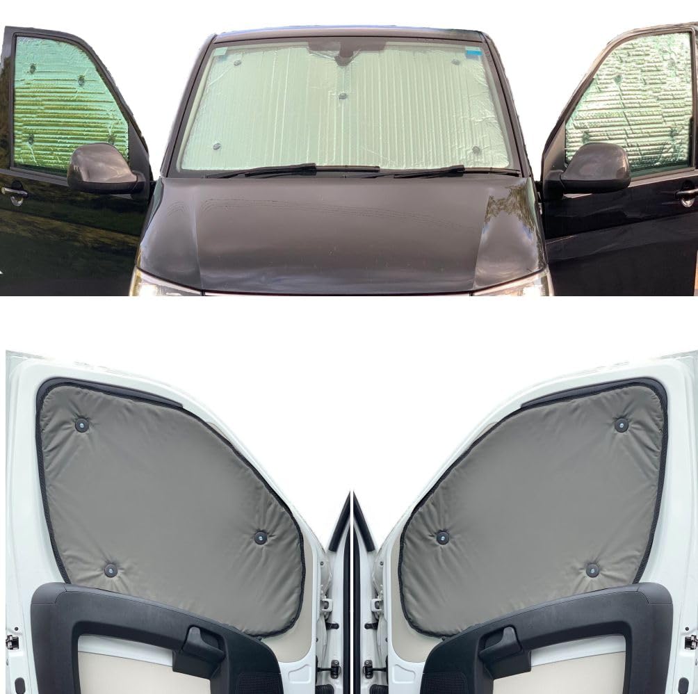 Fensterrollo-Set Kombatibel Mit Peugeot Partner Tepee (2008-2018)(Komplettset + Heckklappe) Rückseite einfärben Khakigrün, Reversibel und Thermisch von Covprotec