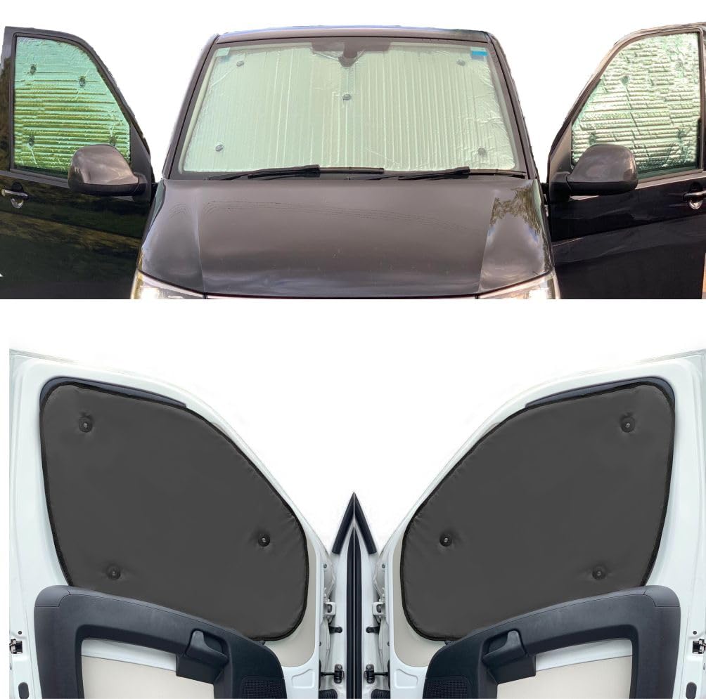 Thermo-Jalousien Kombatibel Mit VW T6 Transporter (2016-2020)(Frontset) Rückenfarbe in Anthrazit, Reversibel und Thermisch von Covprotec