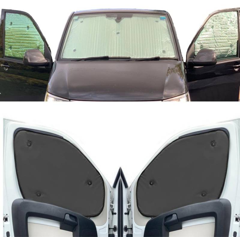 Thermo-Jalousien Kombatibel Mit Ford Tourneo (2000-2014)(Frontset) Rückenfarbe in Anthrazit, Reversibel und Thermisch von Covprotec