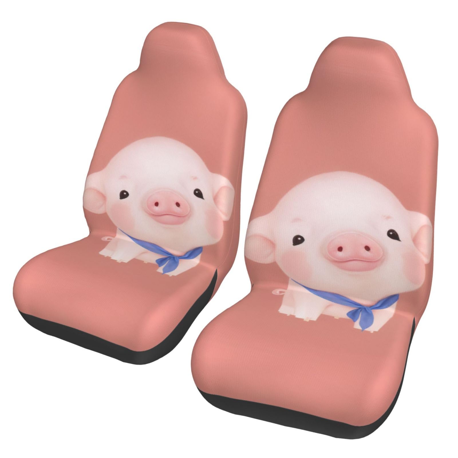 Cute Piguniversal Auto-Vordersitzbezüge, rutschfest, Stoff-Sitzbezüge für die meisten Autos, LKWs, SUVs (52 x 55 x 83 cm), 2 Stück von Cowmmwoc