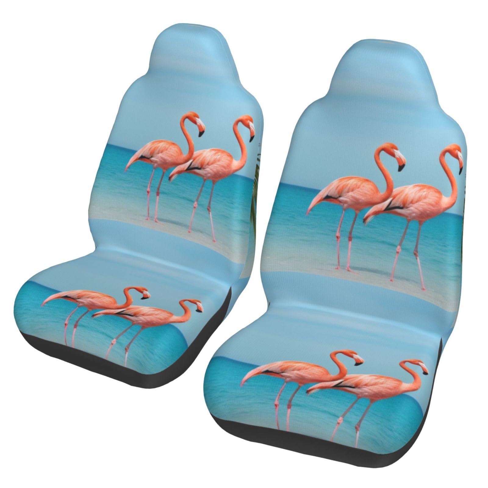 Flamingo In WaterUniversal-Auto-Vordersitzbezüge, rutschfest, Stoff-Sitzbezüge für die meisten Autos, LKWs, SUVs (52 x 55 x 83 cm), 2 Stück von Cowmmwoc