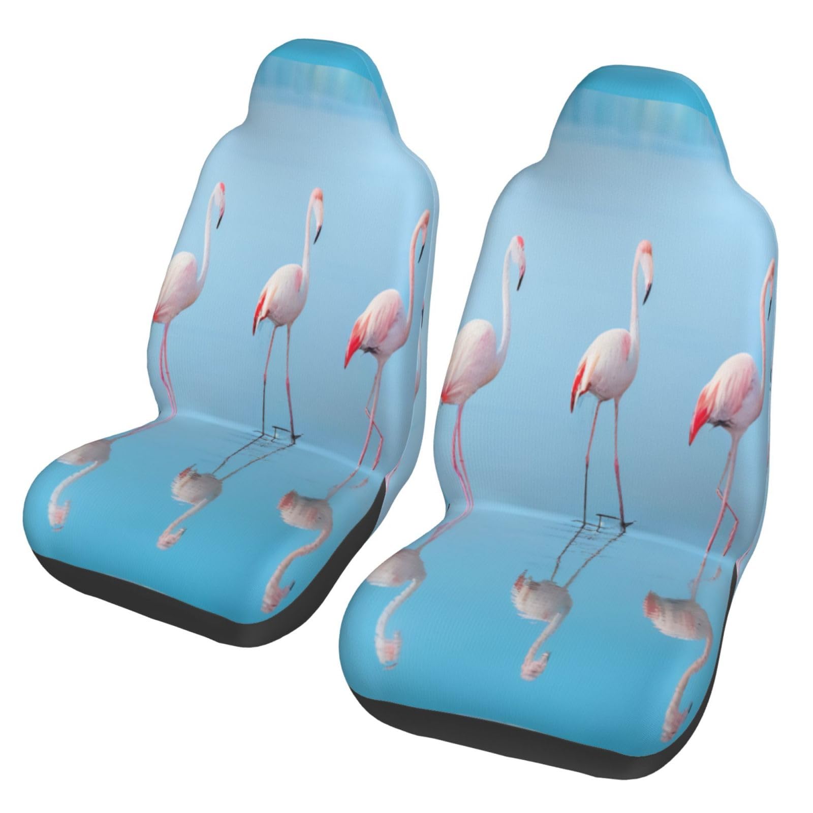 Niedliche Flamingo-Universal-Auto-Vordersitzbezüge, rutschfest, für die meisten Autos, LKWs, SUVs (52 x 55 x 83 cm), 2 Stück von Cowmmwoc