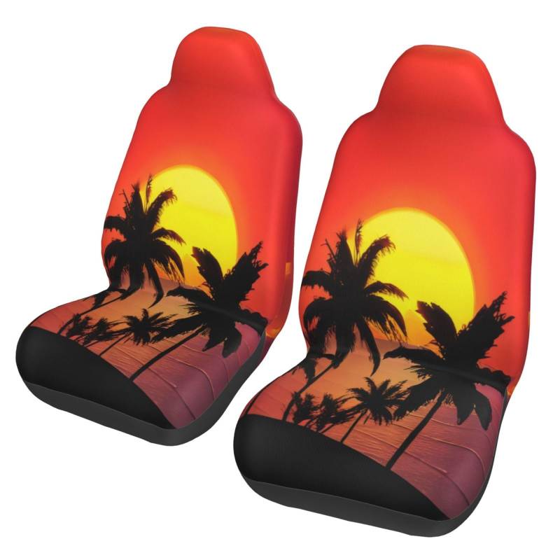 Tropical Sunset Universal-Auto-Vordersitzbezüge, rutschfest, Stoff-Sitzbezüge für die meisten Autos, LKWs, SUVs (52 x 55 x 83 cm), 2 Stück von Cowmmwoc