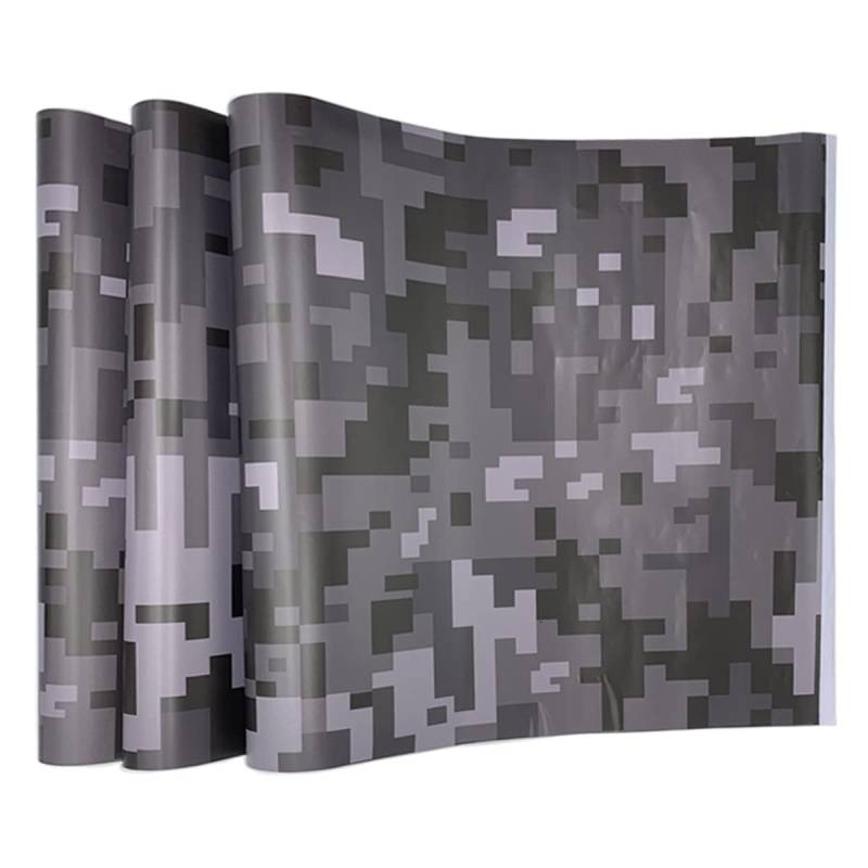 Cozylkx 30 cm × 100 cm Vinylfolie Camouflage Für Auto Motorrad Digital Mosaic Camo wasserdichte Autolackschutzfolie,Grau von Cozylkx