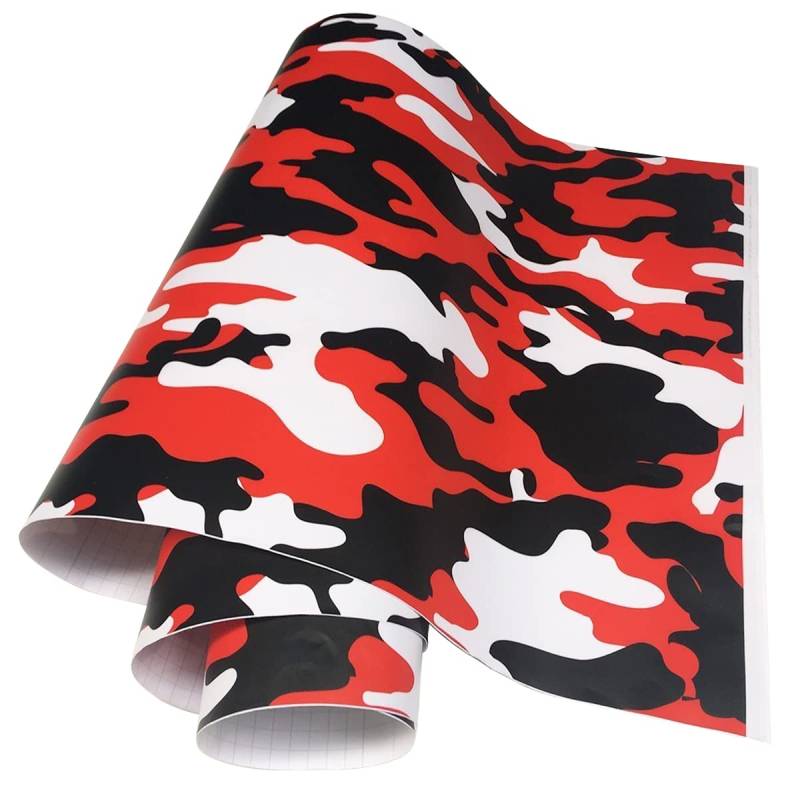 Cozylkx Camo Vinyl Folie Auto Camouflage Vinylfolie Camo Aufkleber Für Konsole Computer Laptop Skin Scooter Motorrad Car Wraps,Rot schwarz,10cm × 100cm von Cozylkx