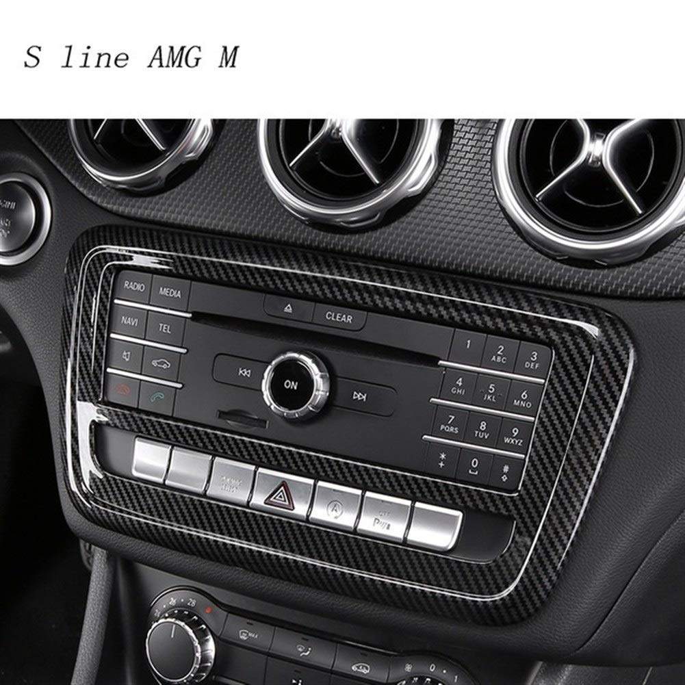 Autodekoration Car Styling-Carbon-Faser-Art-Center Console CD-Rahmen Auto-Abdeckung Aufkleber Trim gepasst for Mercedes Benz A GLA CLA-Klasse W176 X156 C117(Black Carbon fiber) von CrUzex