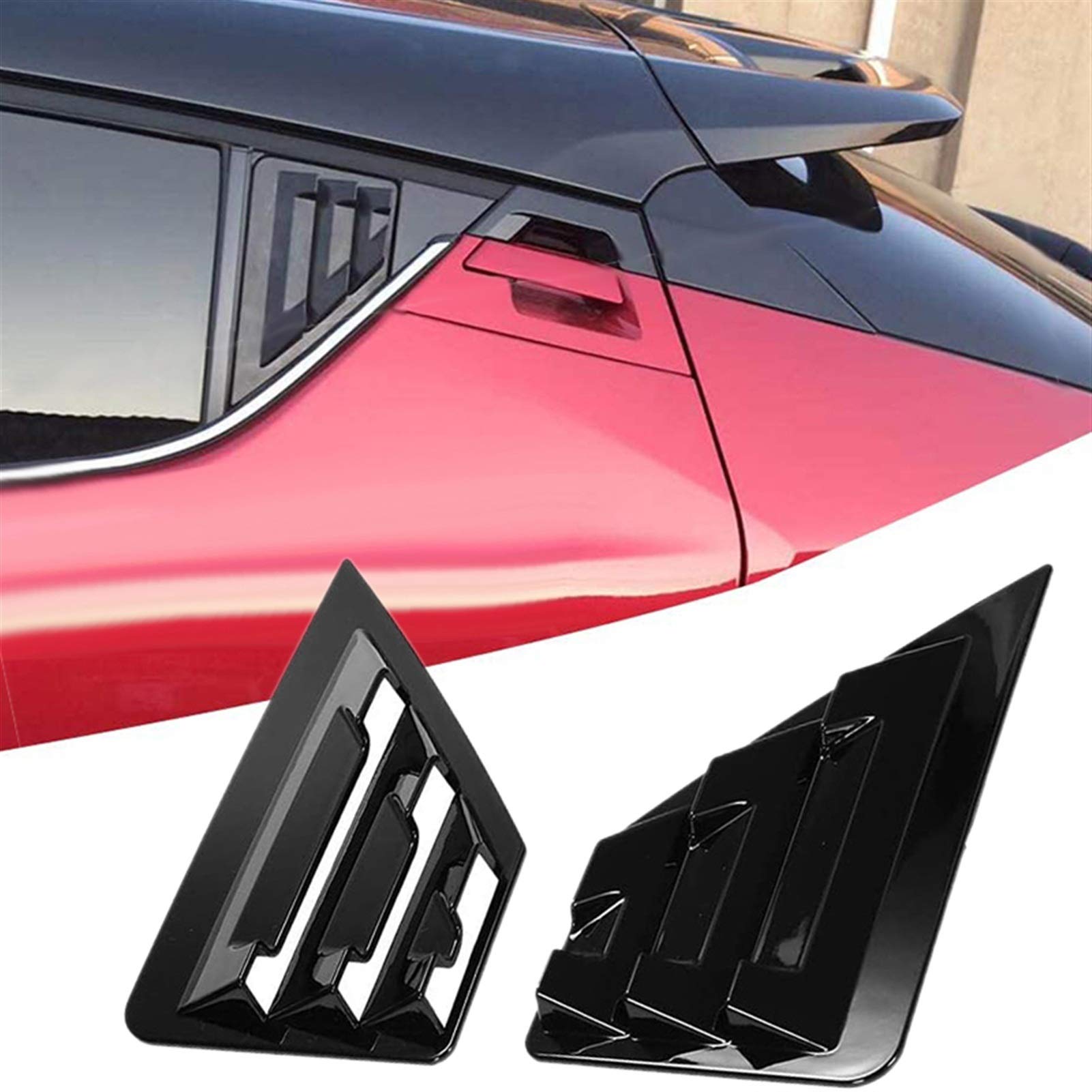 Autodekoration Helle schwarze hintere dreistufige Fenster-Louver-Shutter-Abdeckung-Trim-Kompatibel mit Toyota C-HR CHR 2016 2017 2018 2019 2019 von CrUzex