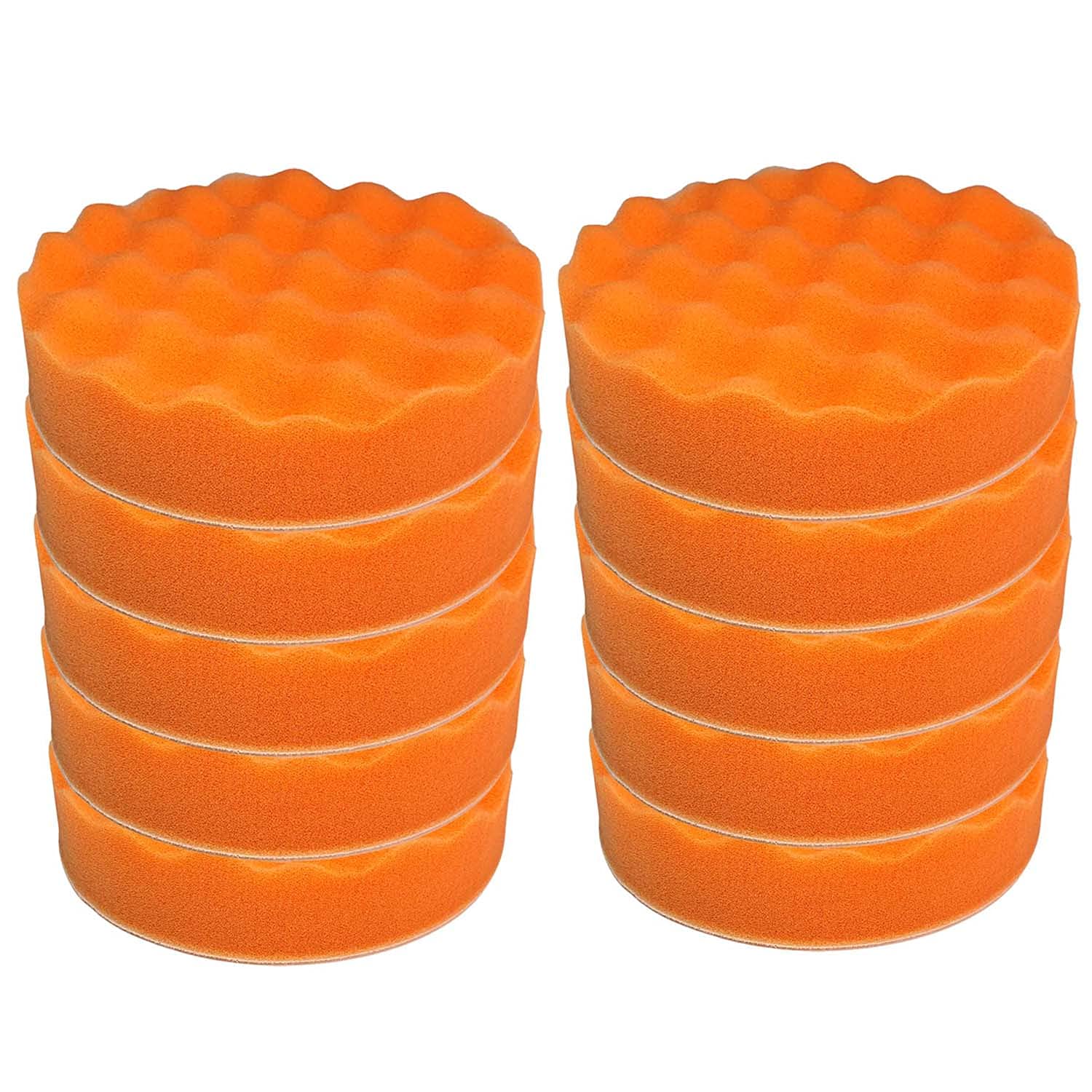 Craft-Equip Basic 10er Pack 180mm Polierschwamm orange gewaffelt Auto Polierpad von Craft-Equip