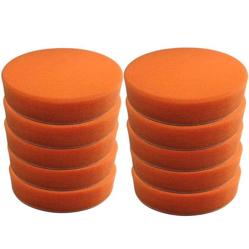 Craft-Equip Basic 10er Pack 180mm Polierschwamm orange glatt Auto Polierpad KFZ von Craft-Equip