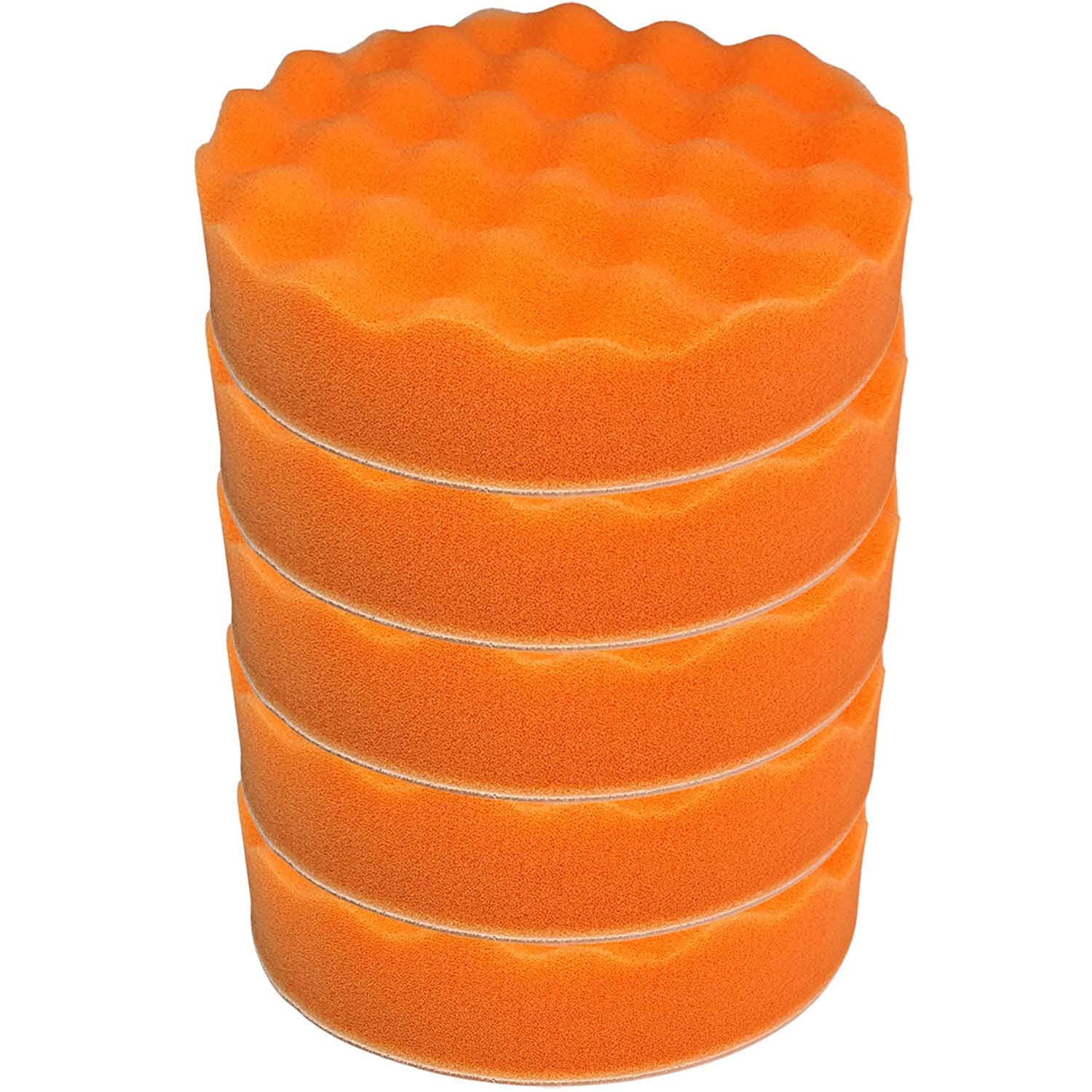 Craft-Equip Basic 5er Pack 150mm Polierschwamm orange gewaffelt Polierpad Auto von Craft-Equip