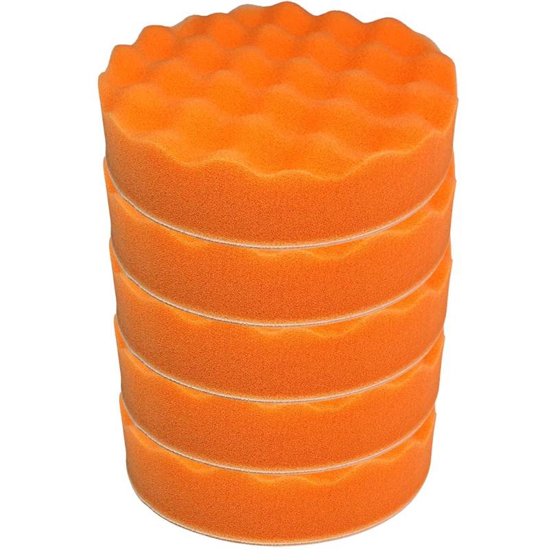 Craft-Equip Basic 5er Pack 180mm Polierschwamm orange gewaffelt Auto Polierpad von Craft-Equip