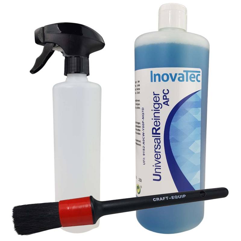 Craft-Equip KFZ Reinigungs-Set bestehend aus InovaTec Universalreiniger (APC) 1000ml inklusive Sprühflasche und Pinsel von Craft-Equip