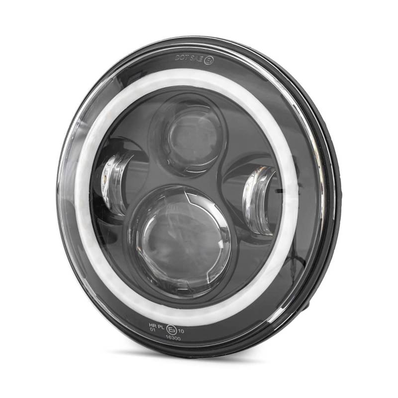 LED Scheinwerfer 7" kompatibel mit Harley Davidson mit E-Prüfzeichen DRL FS7 sw von Craftride