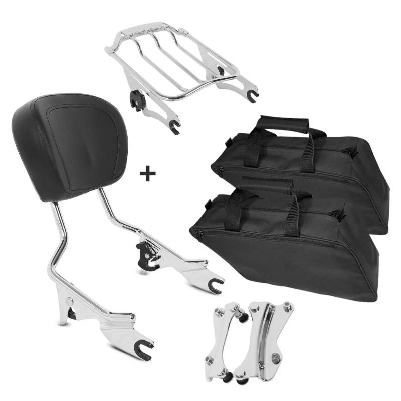 Craftride Sissybar Set + Innentaschen AW für Harley Touring 09-13 Chrom von Craftride