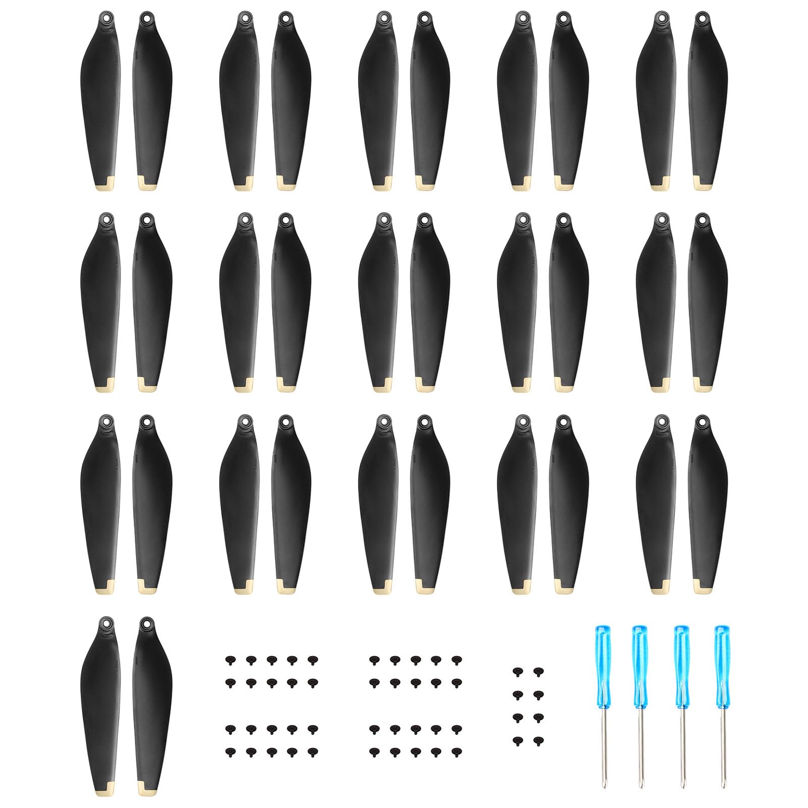 32Pcs Propeller für DJI Mini 4 Pro/Mini 3 Pro Ersatzpropeller Blätter Geräuscharm Zubehör für DJI Mini 4 Pro/Mini 3 Pro Drohnenzubehör Exklusive Schrauben & Schraubendreher Gold Spitzen von Craznick