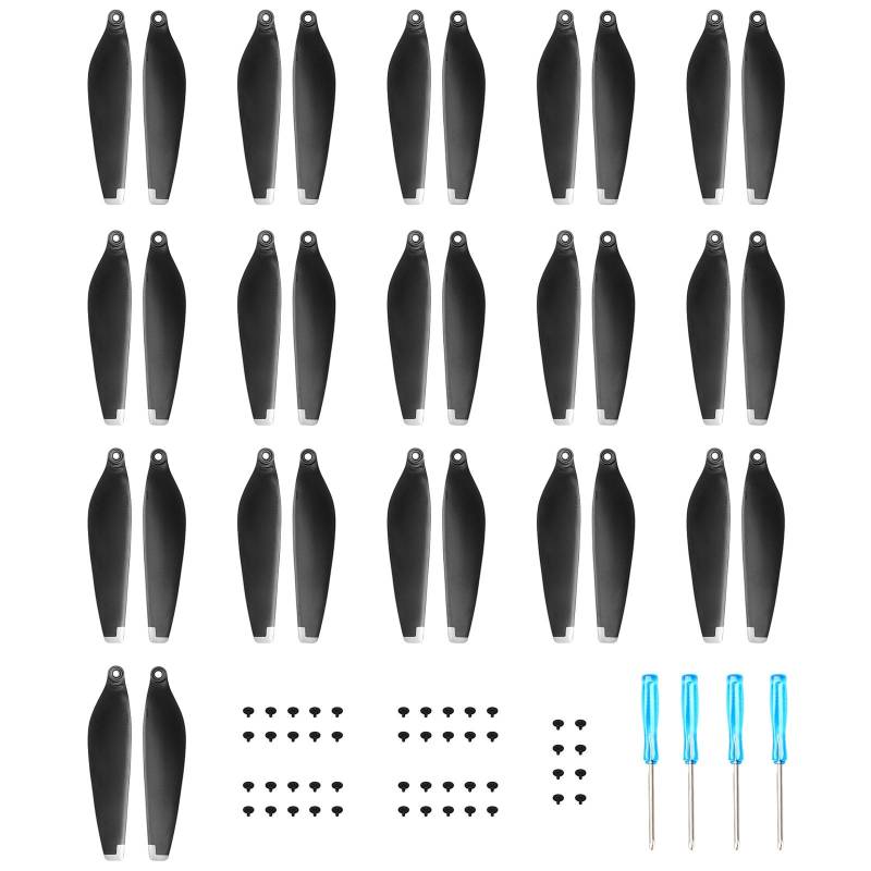 Craznick 32Pcs Propeller für DJI Mini 4 Pro/Mini 3 Pro Ersatzpropeller Blätter Geräuscharm Zubehör für DJI Mini 4 Pro/Mini 3 Pro Drohnenzubehör Exklusive Schrauben & Schraubendreher Silberne Spitzen von Craznick