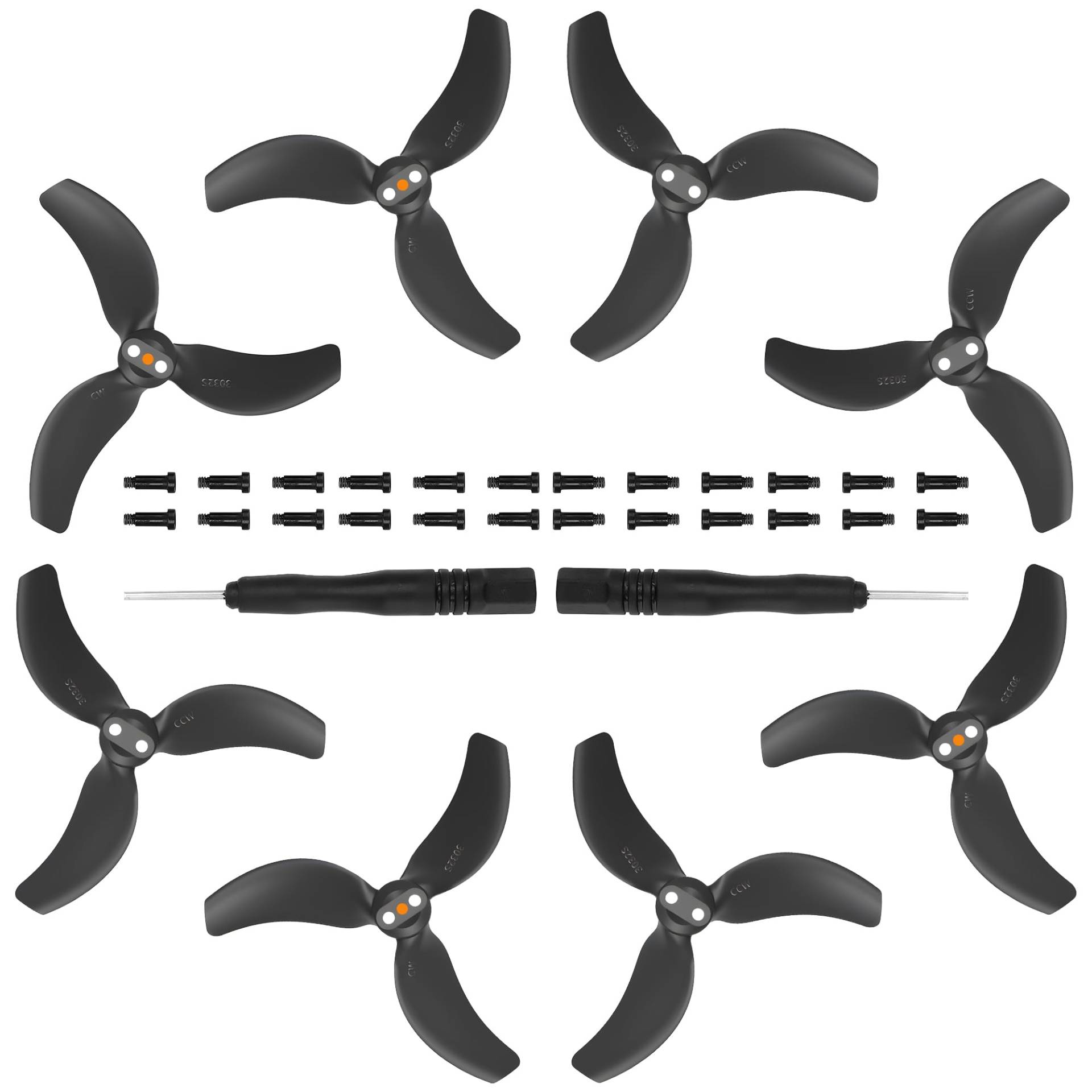 Craznick 8 Stück Propeller für DJI Avata 2 Ersatzpropeller blätter Geräuscharm 3032S Flügel für DJI Avata 2 Drohnen Zubehör, Exklusive Schrauben und Schraubendreher Schwarz von Craznick