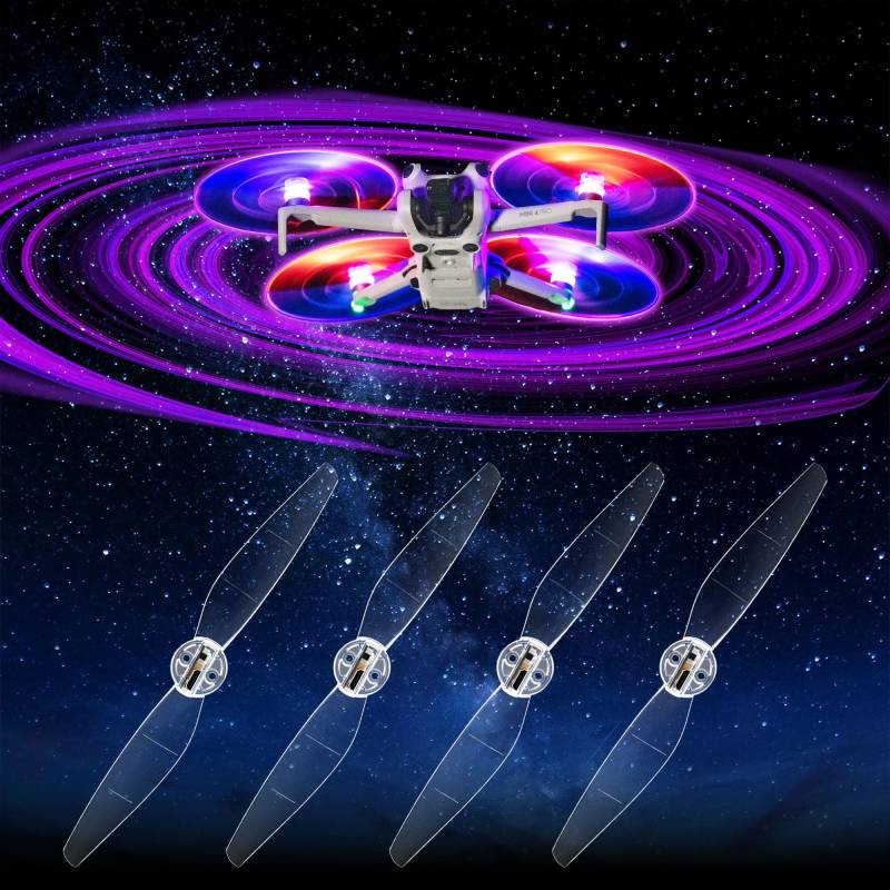 Craznick Mini 4 Pro/Mini 3 Pro/Mini 3 Propellers LED Lichter Ersatz Prop Blades Geräuscharm Zubehör für DJI Mini 4 Pro/Mini 3 Pro/Mini 3 Drohnen Zubehör (2 Paare) von Craznick