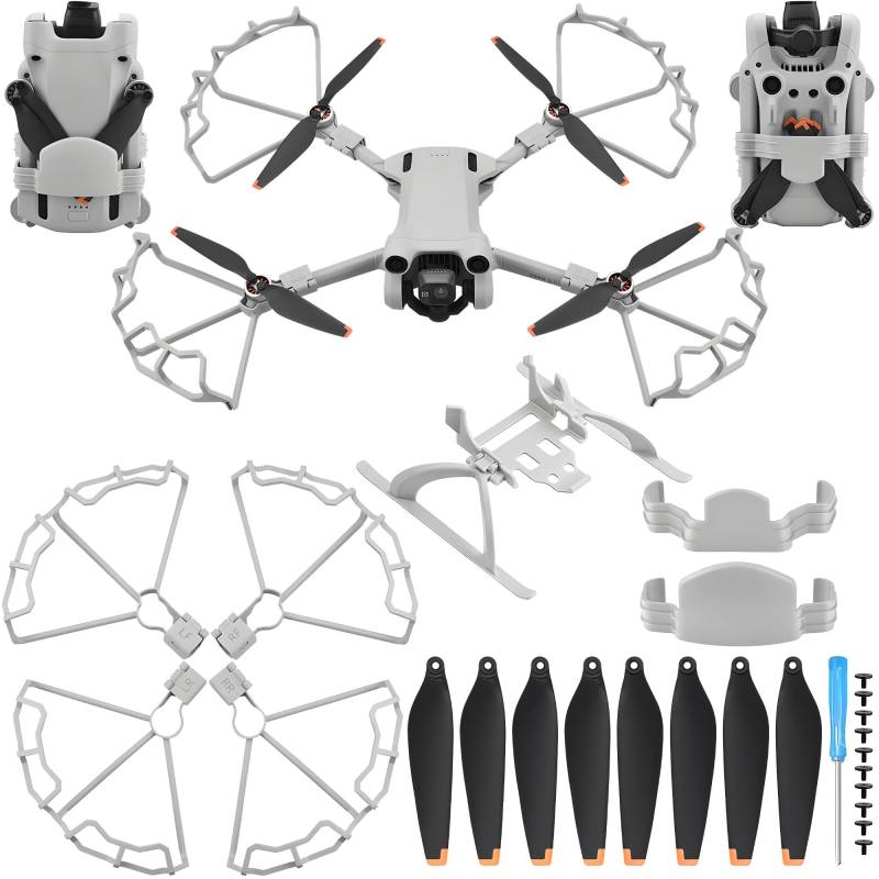 Leise Propeller für DJI Mini 3 Pro Propellerschutz Landegestell Propellerhalterschutz Insgesamt 15 Stück Zubehoer für DJI Mini 3 Pro Drohnen-Zubehör-Set von Craznick