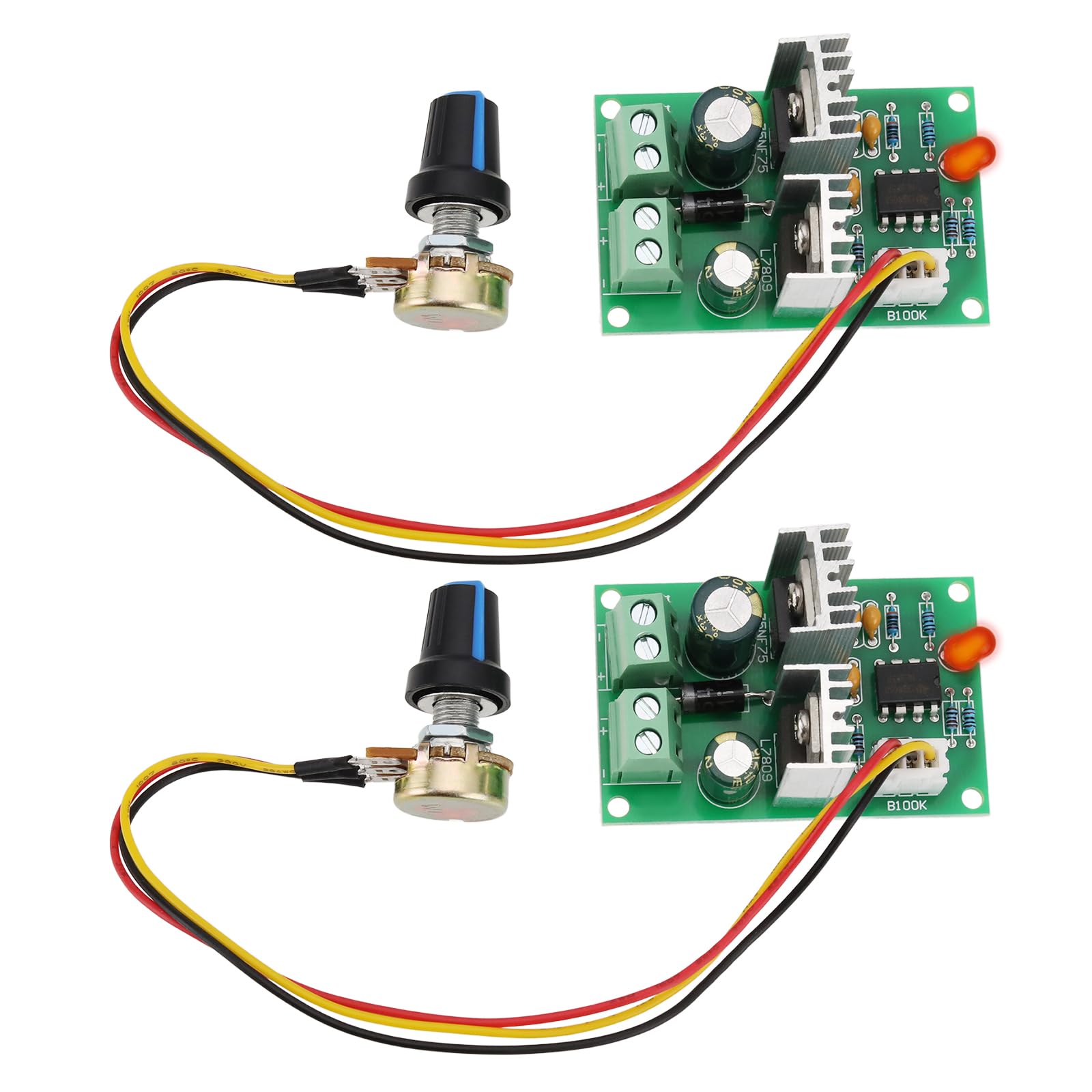 Create idea 2 Stück DC-Motordrehzahlreglerschalter PWM Einweg-Drehzahlregler Motorregler 12V24V 36V 3A für Lüfterkühlkörper 56x36x26mm von Create idea