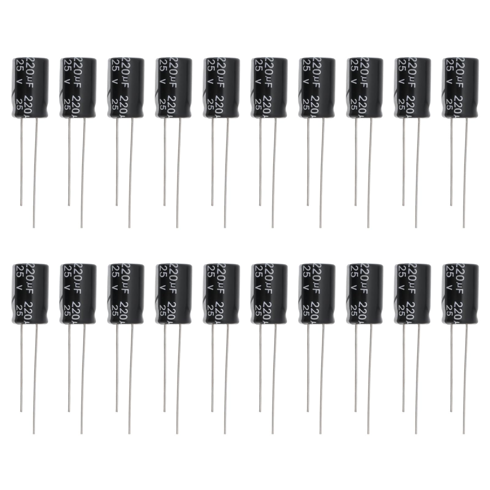 Create idea 50 Stück 220uF 25 V Elektrolytkondensator 13 X 8 Mm für Haushaltsgeräte Und Verschiedene Elektronische Produkte Elektrolytkondensator Schwarz von Create idea