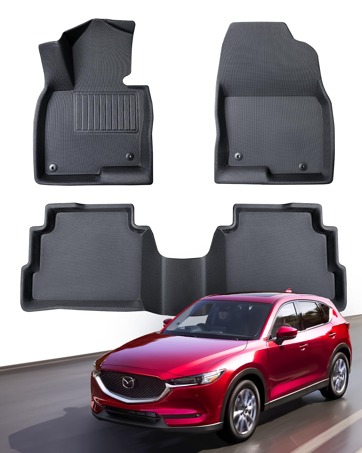 CreekT für Mazda CX5 Fußmatten 2017 2018 2019 2020 2021 2022 2023 2024, wasserdichte XPE Allwetter-Fußmatten für Mazda CX5, Zubehör für Mazda CX5 2017-2024 von CreekT