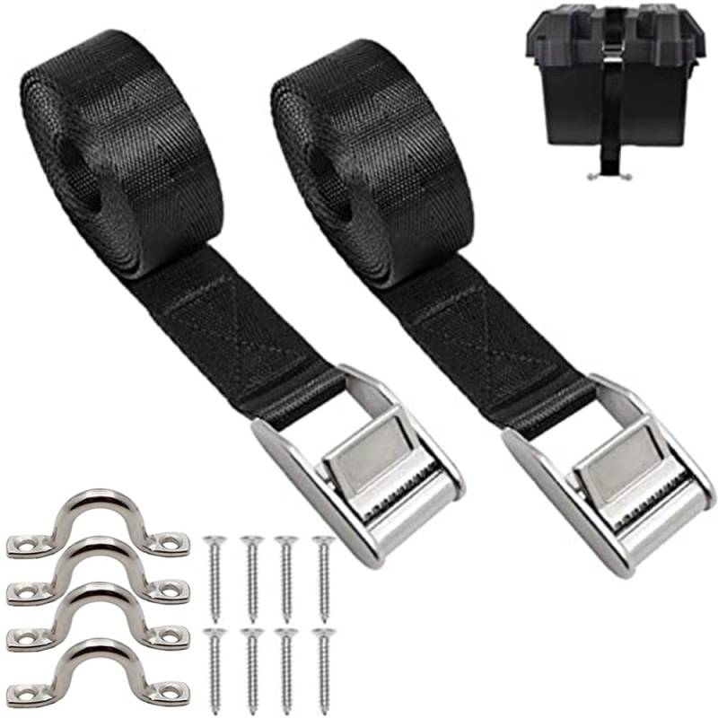 Creperture Cooler Spanngurte, 2 Stück 1,5 m Robuste Spanngurte mit Edelstahl Nockenschnalle Edelstahl Halterungsschrauben Zurr-Ratschengurte Set für Lastwagen, Anhänger, Gepäck von Creperture