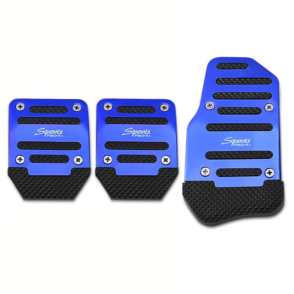 Auto Pedale Set, Universal Aluminium rutschfeste Pedal Fit Verwendung für Benz VW T4 Q5 Renault Scenic 2 Volvo S90 Vauxhall Corsa Fit Gebrauch für Fiat Bravo(MT blue) von Crepundia