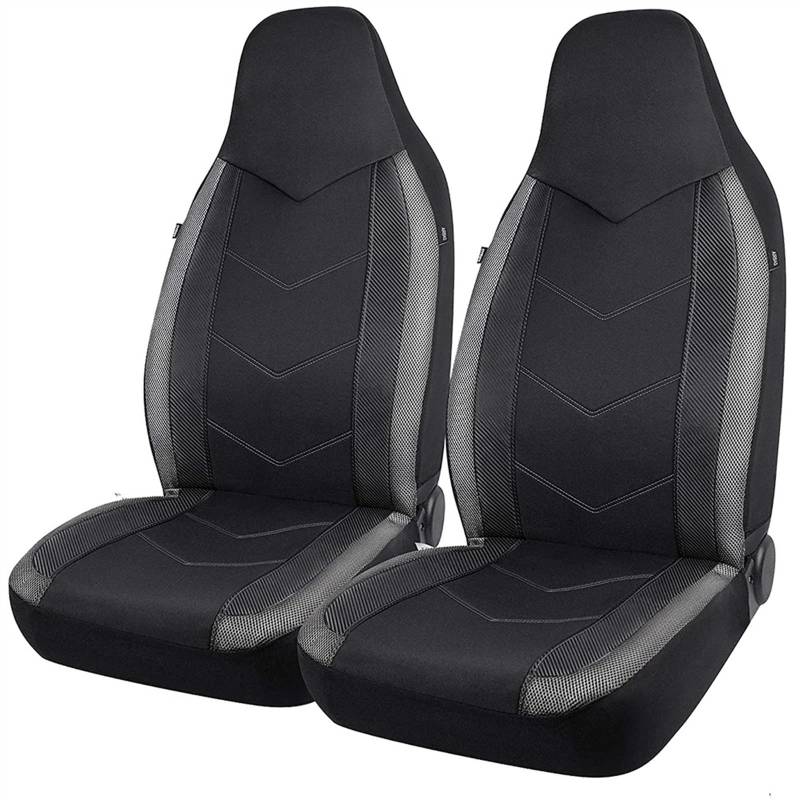 Crepundia Sitzbezüge, Autositzbezüge aus Netzstoff, sportliches Design, Airbag-kompatibel, passend for die meisten Sitzkissen for Autos, SUVs, LKWs und Lieferwagen(Black Grey) von Crepundia