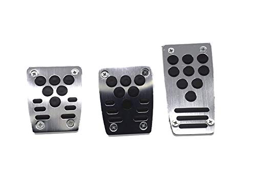 Fuel Bremse Pedal Universal Aluminium Automatische Schaltgetriebe 2 Stück oder 3 Stück rutschfeste Autos Bremskupplung Pedalabdeckung Set Kit Auto Styling(Black) von Crepundia