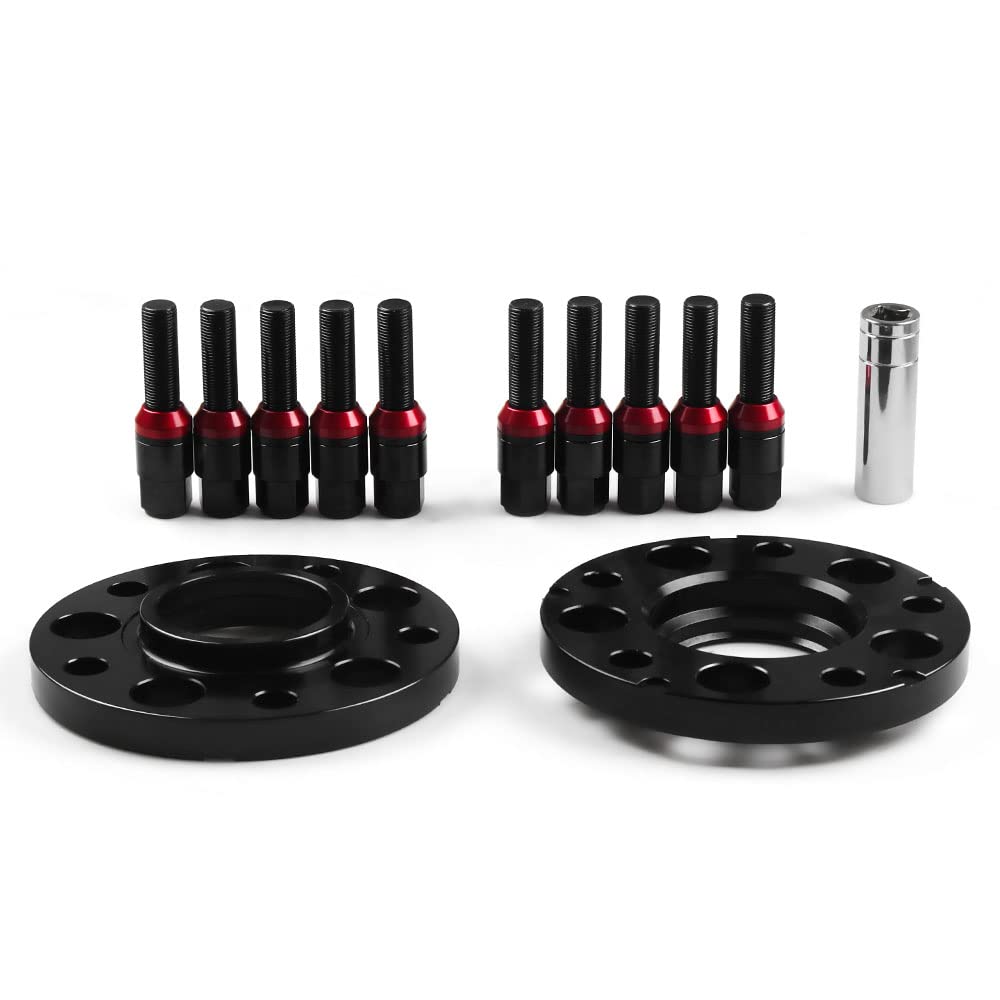 Spurverbreiterung Pro-Spacer System, 15mm 5x120mm 72.56mm Hubzentriker-Radabstandshalter M14x1.25 Verjüngende Bolzen geeignet for den Einsatz for BMW F. Serie F10 F12 F13 F01 F02 F30(Black bolts) von Crepundia