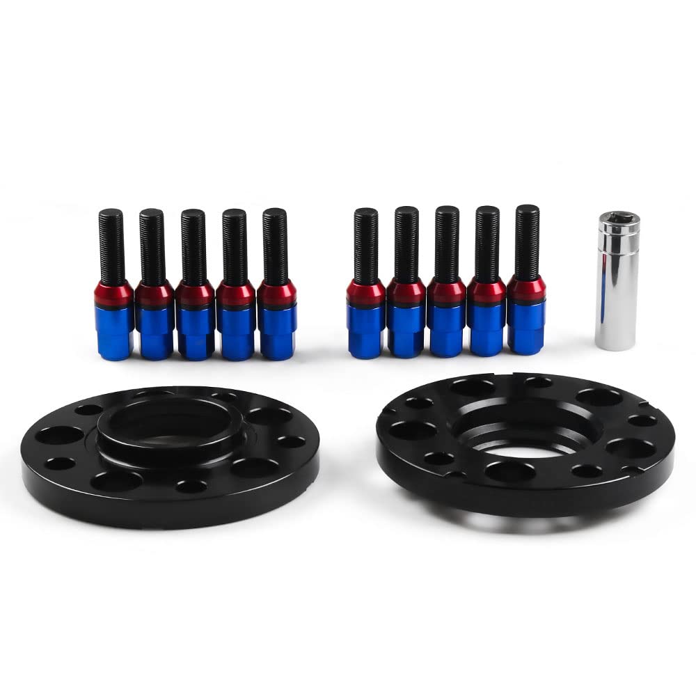 Spurverbreiterung Pro-Spacer System, 15mm 5x120mm 72.56mm Hubzentriker-Radabstandshalter M14x1.25 Verjüngende Bolzen geeignet for den Einsatz for BMW F. Serie F10 F12 F13 F01 F02 F30(Blue bolts) von Crepundia