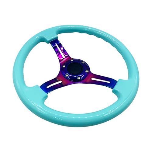 Universal Rennlenkrad,Drifting-Lenkrad, ABS Universal-Chrom-Auto-Sport-Lenkrad 14inch 350mm Auto Racing-Lenkräder tief driftet mehrfach(Light Blue) von Crepundia