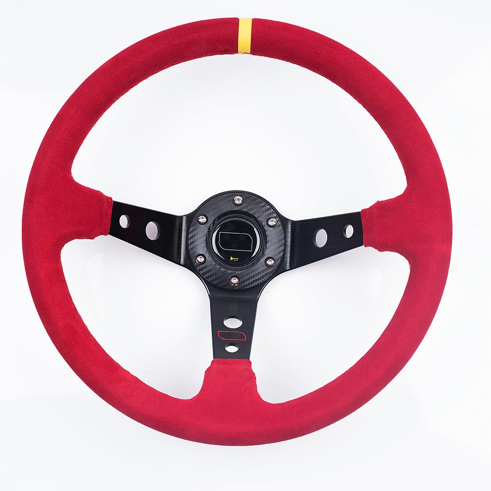 Universal Rennlenkrad,Drifting-Lenkrad, Universal 14 Zoll 350mm Auto Racing Lenkräder Deep Mais Drifting Sport Lenkrad(Red) von Crepundia