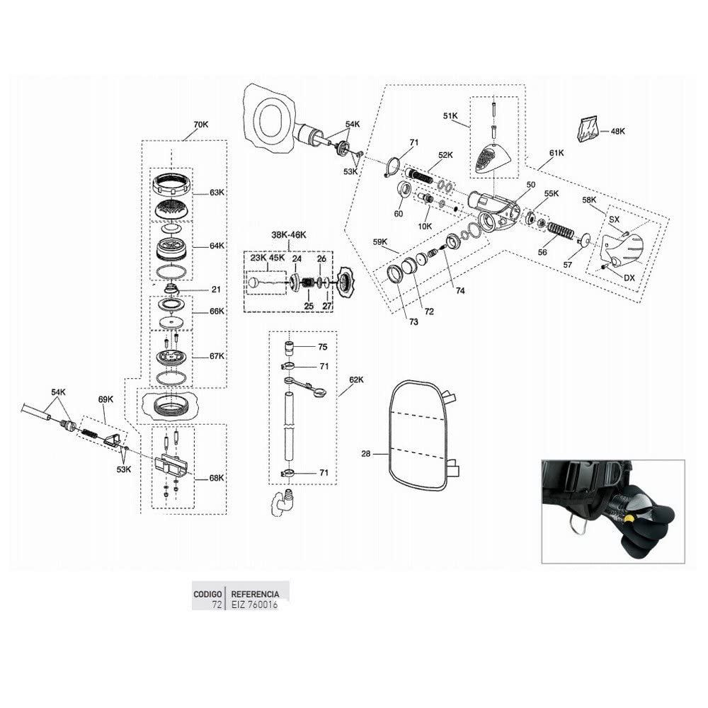 CRESSI - EIZ 760016/391 : Ersatz-bcd-tauchweste: aufblase silikon-pushbutton FCS von CRESSI