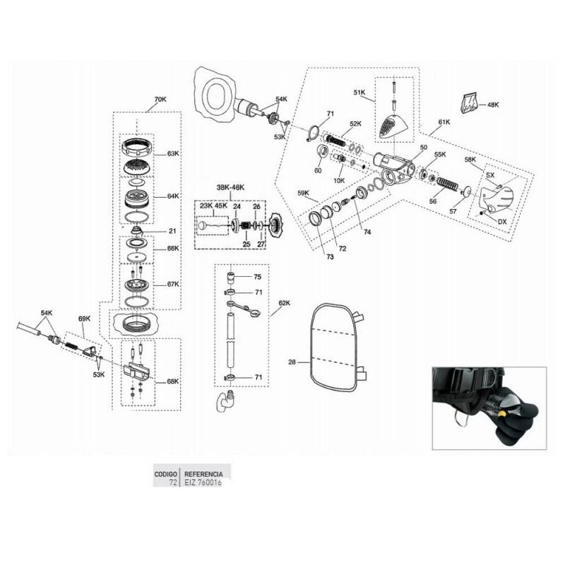 CRESSI - EIZ 760016/391 : Ersatz-bcd-tauchweste: aufblase silikon-pushbutton FCS von Cressi