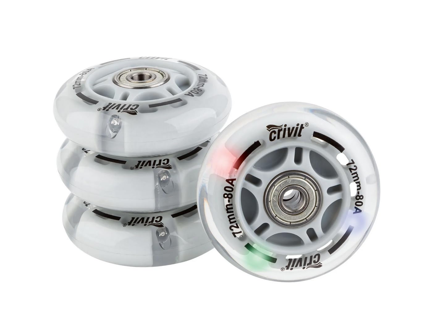 LED Rollen 4er Set Inliner Rollen Ersatzrollen Kugellager Inlineskates Set Wheels ABEC 7 72-80A mm von Crivit