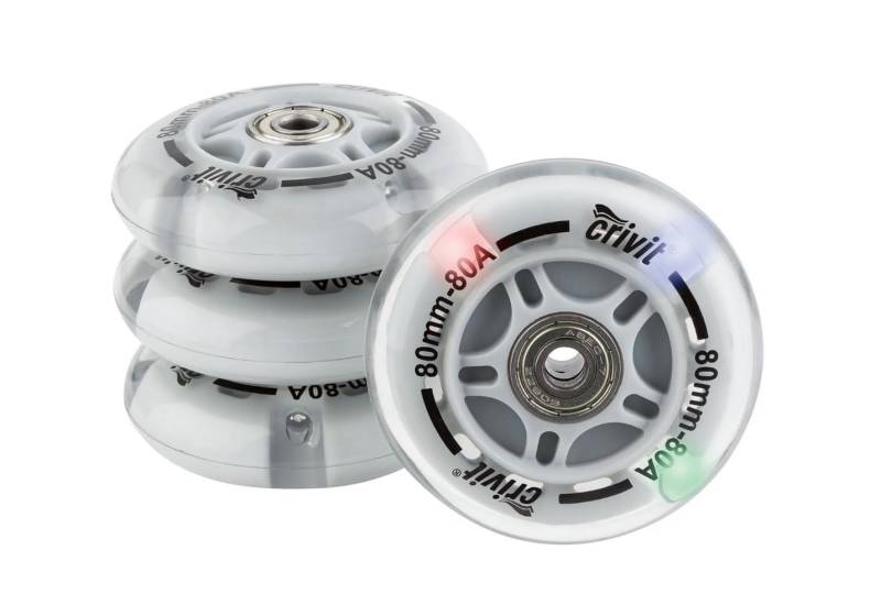 LED Rollen 4er Set Inliner Rollen Ersatzrollen Kugellager Inlineskates Set Wheels ABEC 7 80-80A mm von Crivit